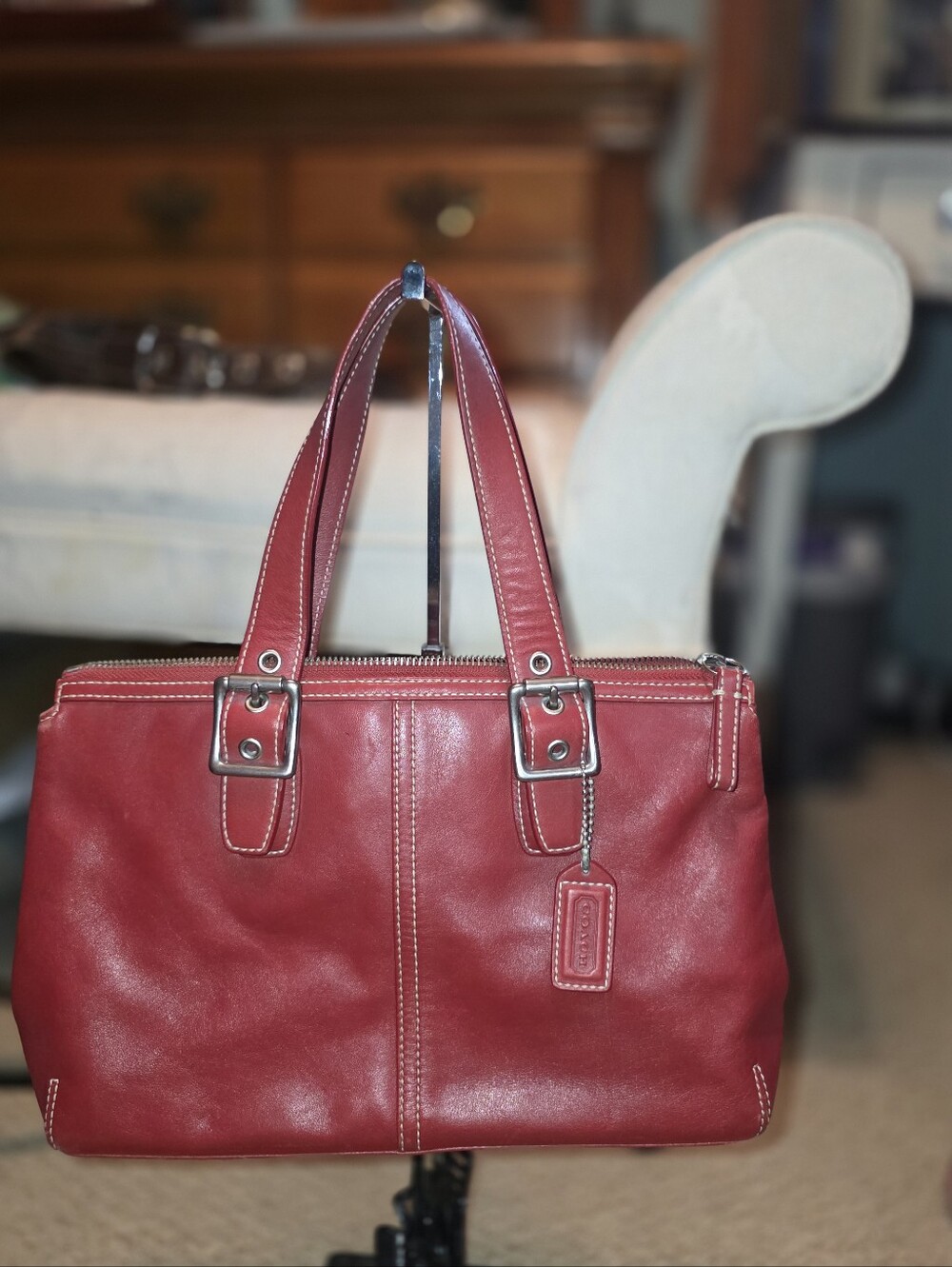 COACH BRIGHT RED HAMPTONS SATCHEL & WALLET Y2K Like New